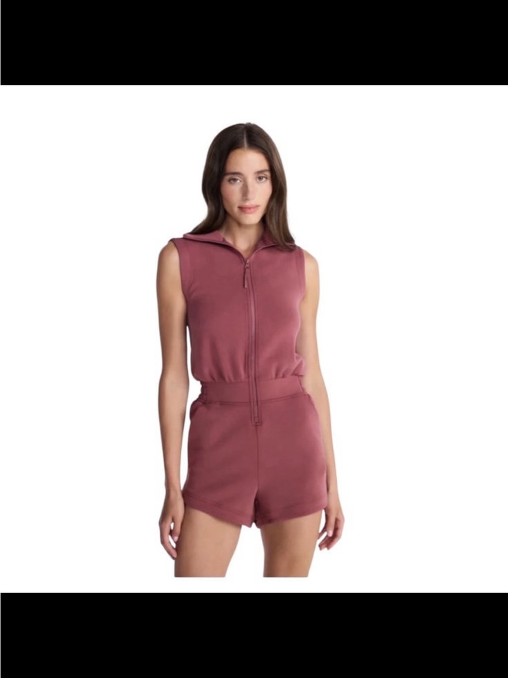 Avia Walmart scubaknit Zip Romper in Ginger